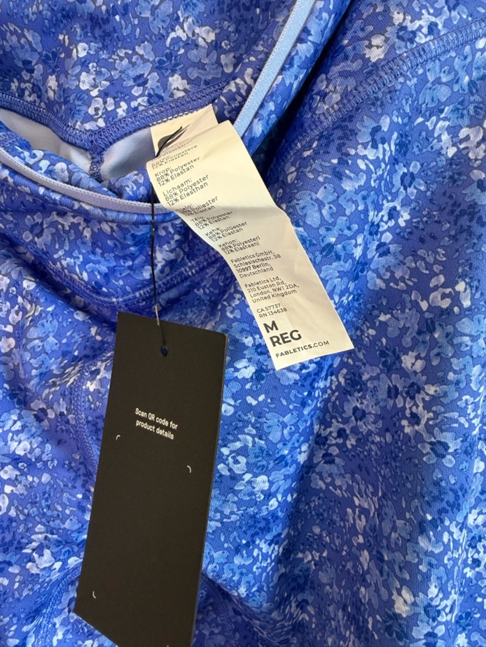 Fabletics PowerHold NWT Medium Blue Floral Leggings 27in Inseam - Picture 6 of 10